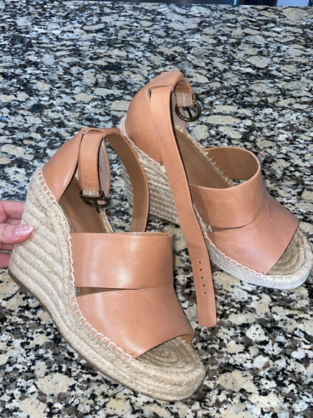 Nordstrom Tan Leather Espadrille Wedge Sandals